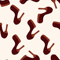 High-heeled shoes style , cartoon seamless pattern background