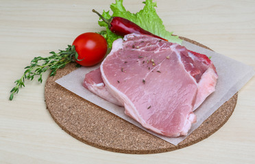 Raw pork steak