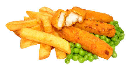Breaded Fish Sticks And Chips Meal