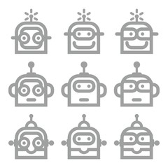 Logo Robot Head Silver Technology Icon Symbol