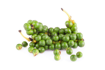 green color black pepper on white background