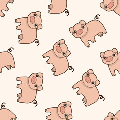 animal pig cartoon , cartoon seamless pattern background