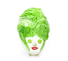fresh chinese cabbage which look like human head  