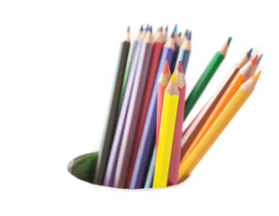 color pencils on white background