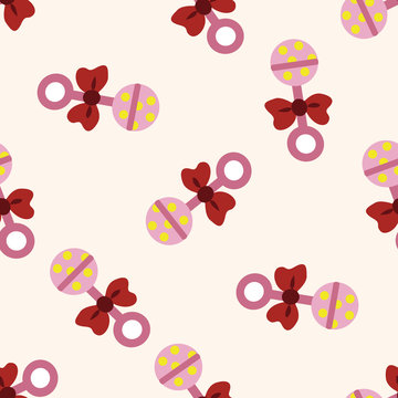 Baby Rattle , Cartoon Seamless Pattern Background