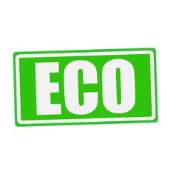 ECO white stamp text on green