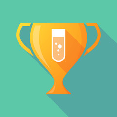 Long shadow trophy icon with a chemical test tube