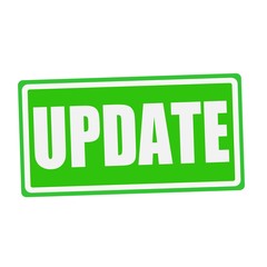 UPDATE white stamp text on green