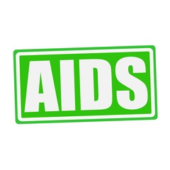 AIDS white stamp text on green