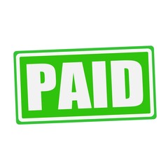 PAID white stamp text on green