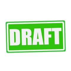 DRAFT white stamp text on green