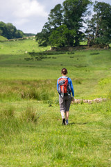 Hiker crossing a Stile