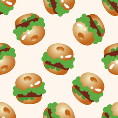 hamburger , cartoon seamless pattern background