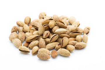 Almonds on the white isolatd background.