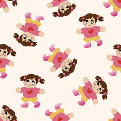 family girl character , cartoon seamless pattern background