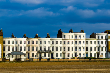 Seaside terrace of Georgian style houses.