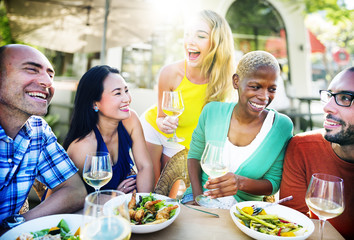 Diverse People Luncheon Outdoors Food Concept