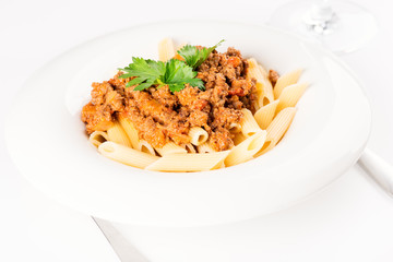 Penne Pasta with Bolognese Sauce from top