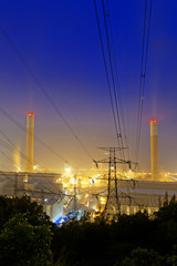Fototapeta na wymiar Power station at night