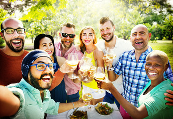 Diverse People Luncheon Outdoors Food Concept