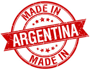 made in Argentina red round vintage stamp