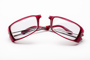 broken glasses, isolated on white background