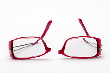 broken glasses, isolated on white background
