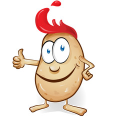 potato cartoon with ketchup  isolated on white background