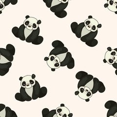 animal panda cartoon , cartoon seamless pattern background