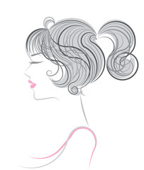 vector women hairstyles on white background