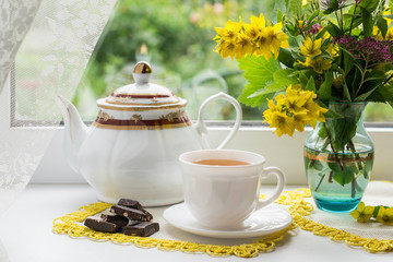 Morning tea near the window
