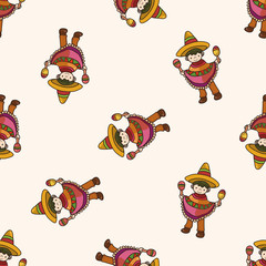 Mexican , cartoon seamless pattern background