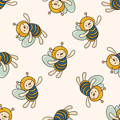 bee cartoon , cartoon seamless pattern background