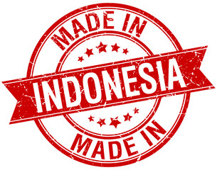 made in Indonesia red round vintage stamp