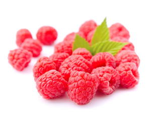Sweet raspberry with leafs