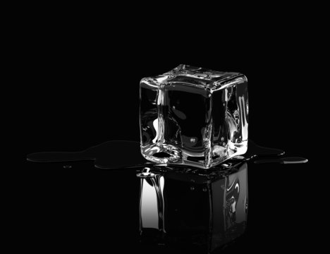 Ice cubes on black background. 3D render.