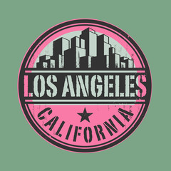 Stamp or label with name of Los Angeles, California