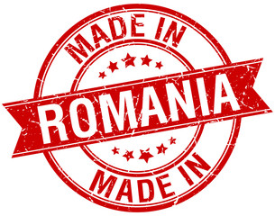 made in Romania red round vintage stamp