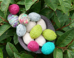 Fototapeta na wymiar Handmade egg, Easter, holiday, knit