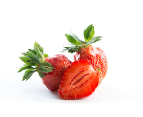 Strawberries on a white background