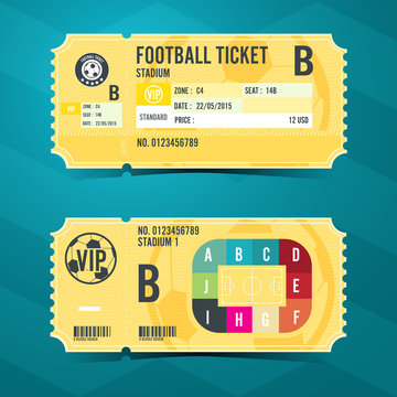 Football ticket card retro design. Vector illustration