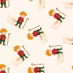 Shepherd , cartoon seamless pattern background