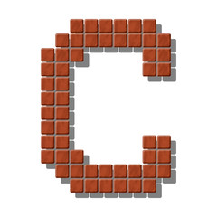 Letter C made from realistic stone tiles