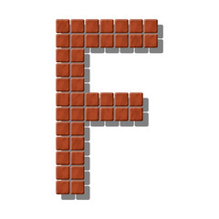 Letter F made from realistic stone tiles