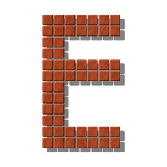 Letter E made from realistic stone tiles