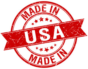 made in usa red round vintage stamp © Aquir