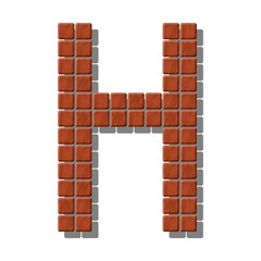 Letter H made from realistic stone tiles