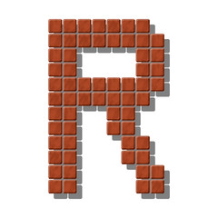 Letter R made from realistic stone tiles