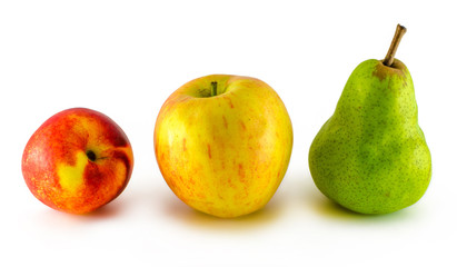 Apple fruit, nectarine, pear isolated on white