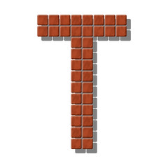 Letter T made from realistic stone tiles